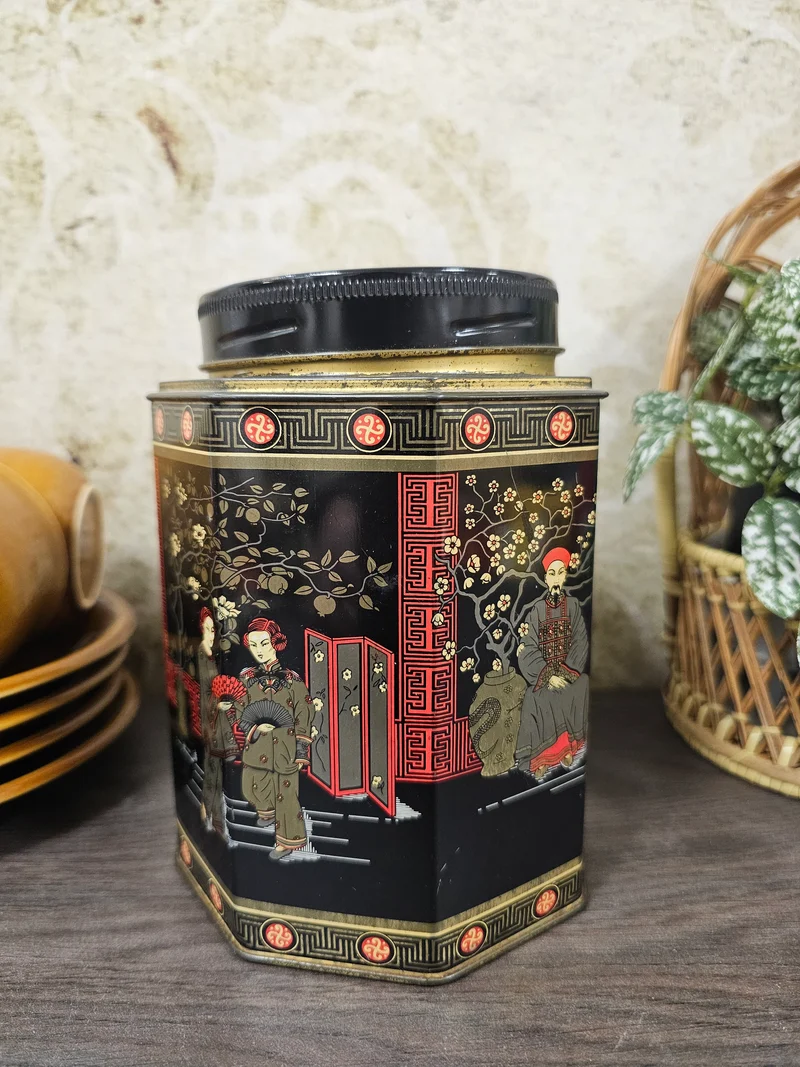 Achthoekig vintage Chinees theeblik