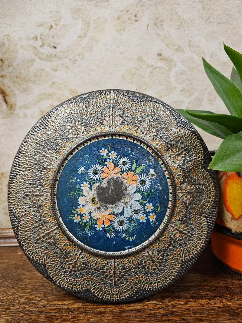 Vintage blik mozaïek jaren 60 – decoratief met kraaltjes