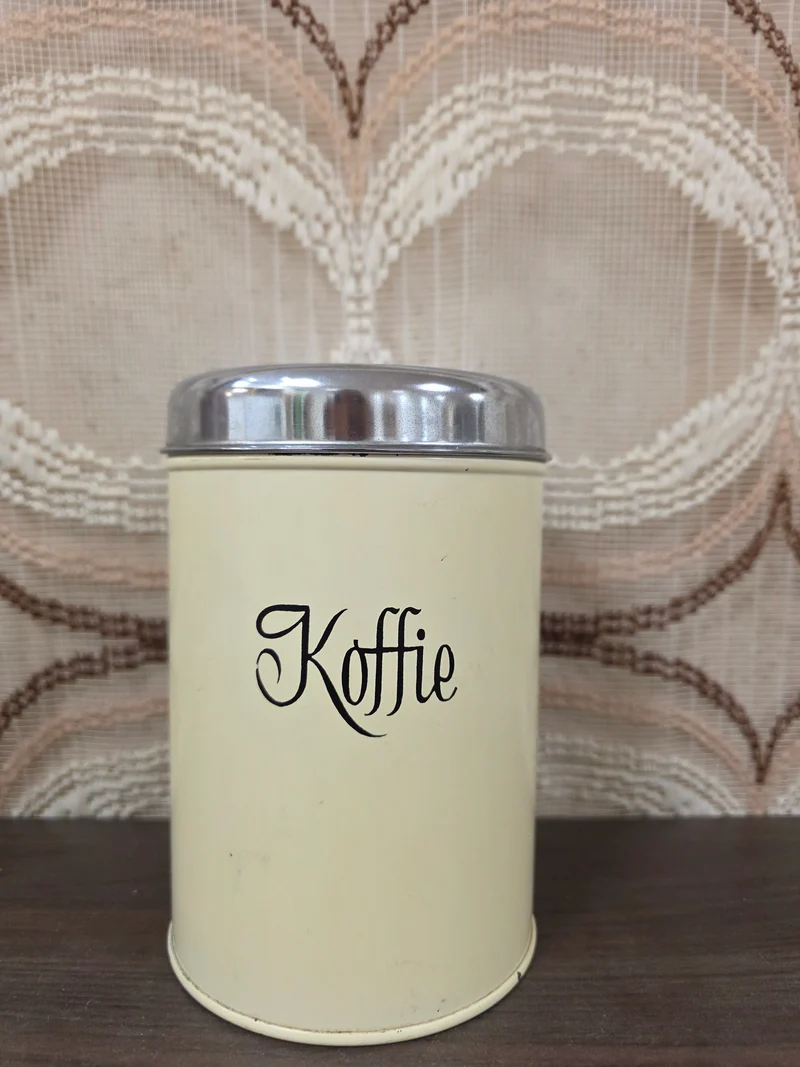 Brabantia koffieblik jaren ’70 vintage crèmekleurig