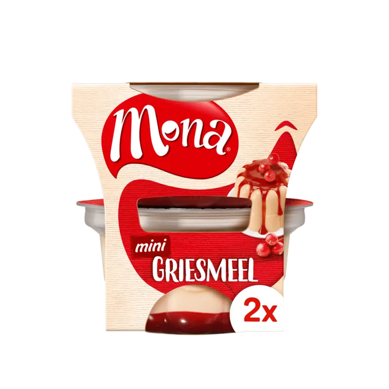 Mona Pudding griesmeel rode bessensaus duo