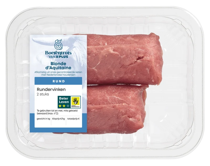 Boerentrots Blonde d'Aquitaine rundervinken 2 stuk