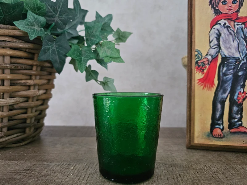 Arcoroc Sierra glas groen vintage limonadeglas met reliëf