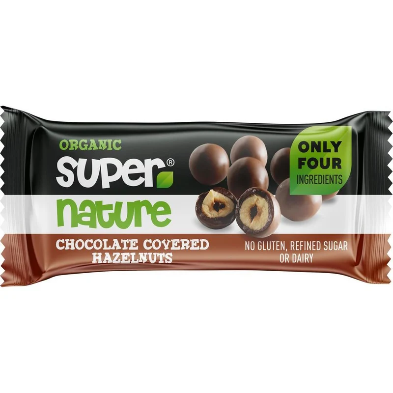 Super Nature Organic Chocolate Covered Hazelnuts 40 gram