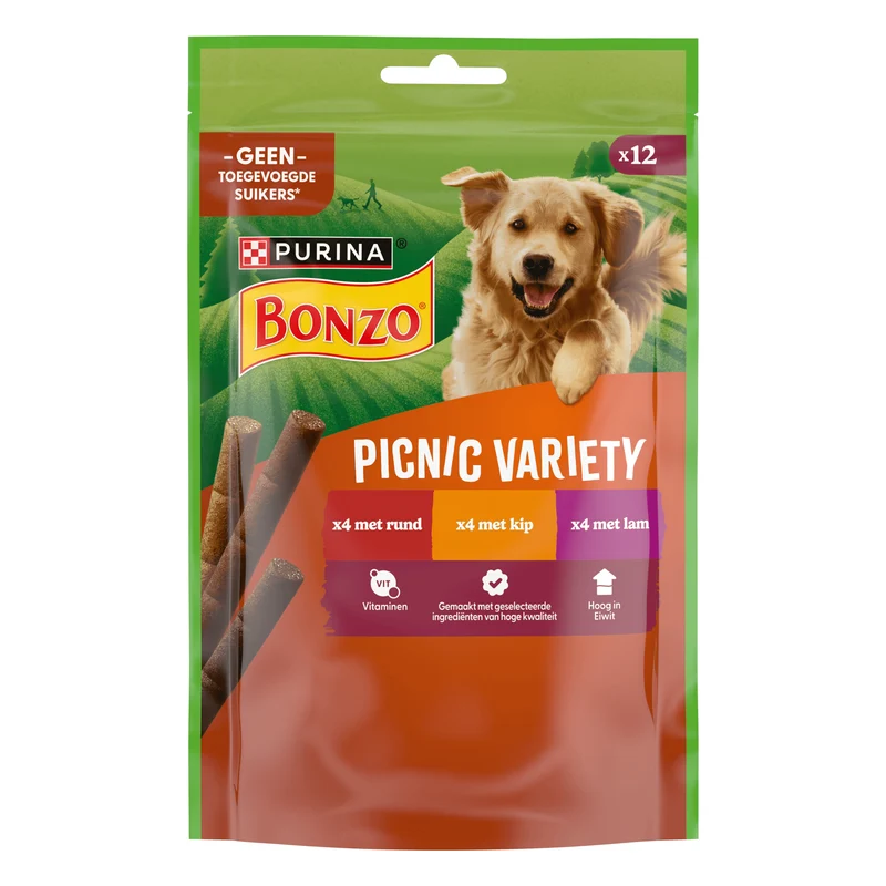Bonzo Picnic Variety hondensnacks rund & kip