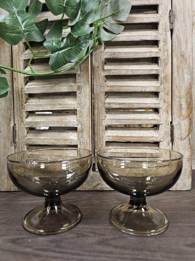Luminarc rookglas coupes set van 2 vintage jaren 70
