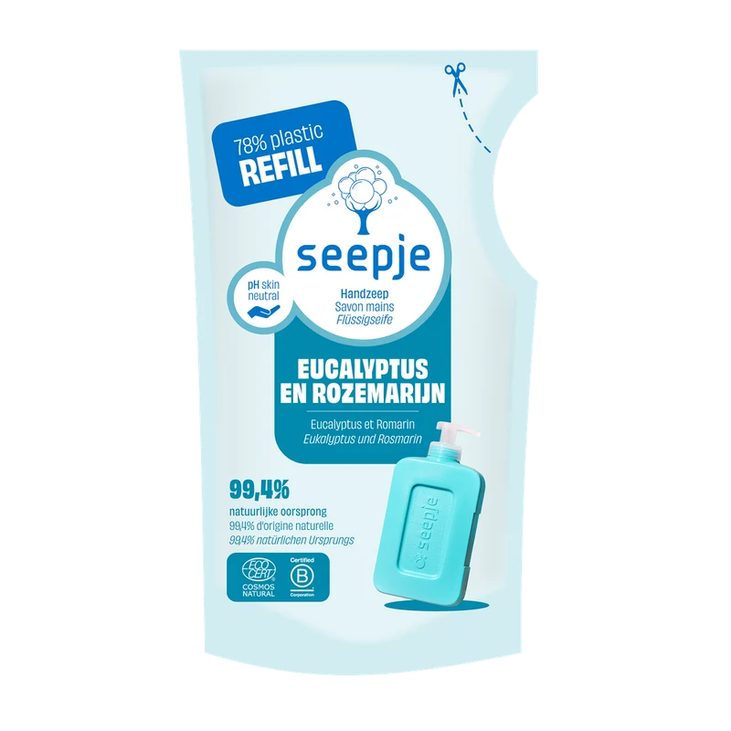 Seepje Handzeep Refill 'Eucalyptus Met Rozemarijn' 38 gram
