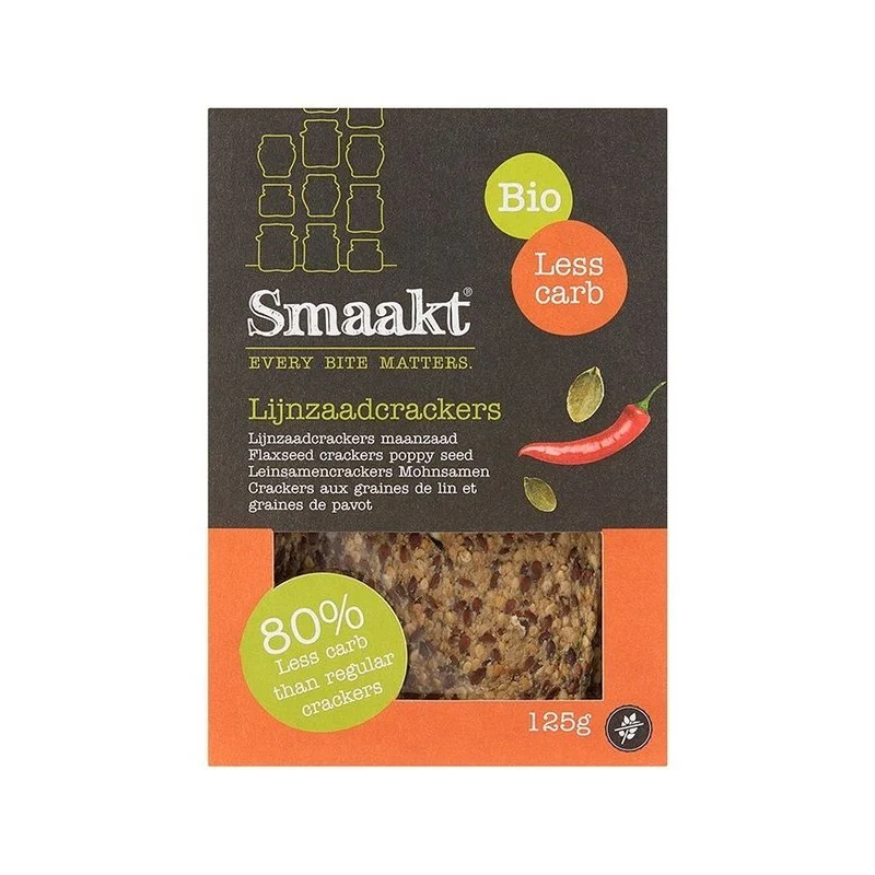 Smaakt Less Carb Lijnzaad Crackers 125 gram