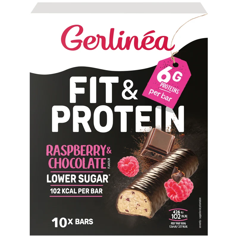 Gerlinea Fit & Protein Repen Raspberry & Chocolate 10 stuks