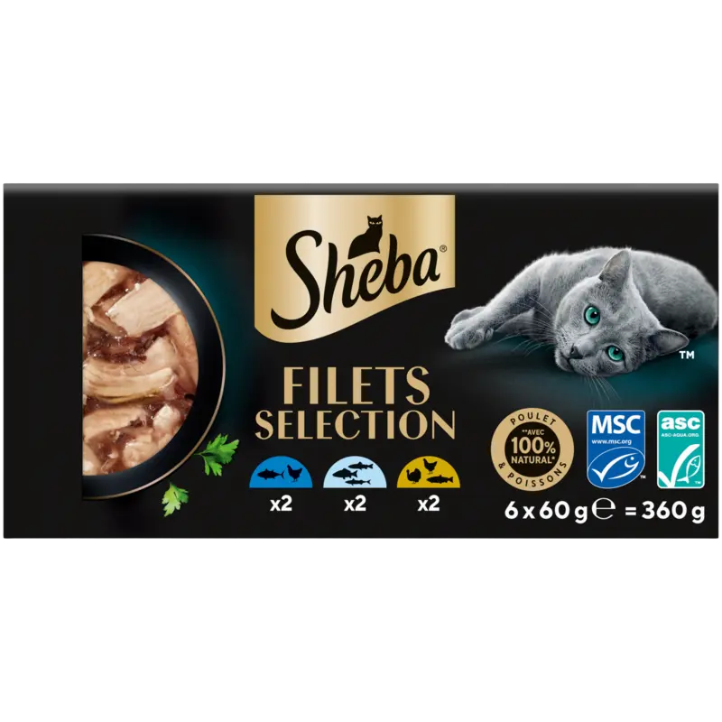 Sheba Filets selection tonijn,kip,witvis,kalk