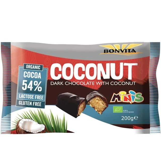BonVita Coconut Dark Chocolate Mini's 200 gram
