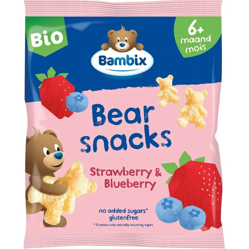 Bambix Bearsnacks Aardbei & Bosbes 6M+ Bio 180 gram