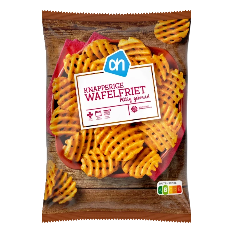 Knapperige wafelfriet pittig gekruid
