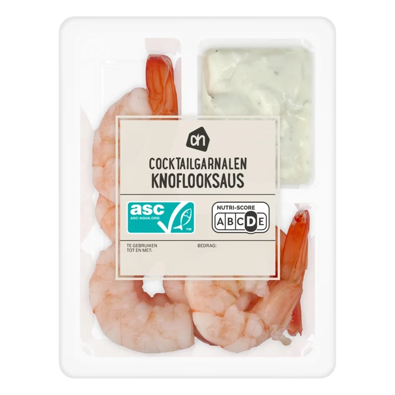 Cocktailgarnalen knoflooksaus