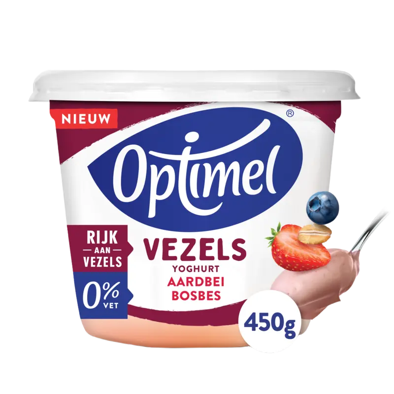 Optimel Yoghurt vezels aardbei bosbes