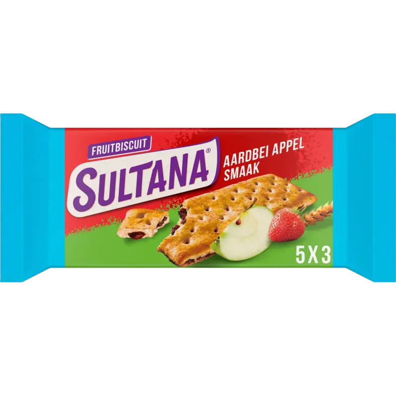 Sultana Fruitbiscuit aardbei 30% minder suiker