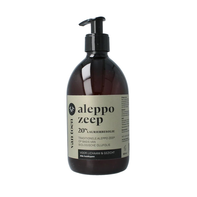 Van Toen Aleppo zeep 20% vloeibaar bio 500 ml