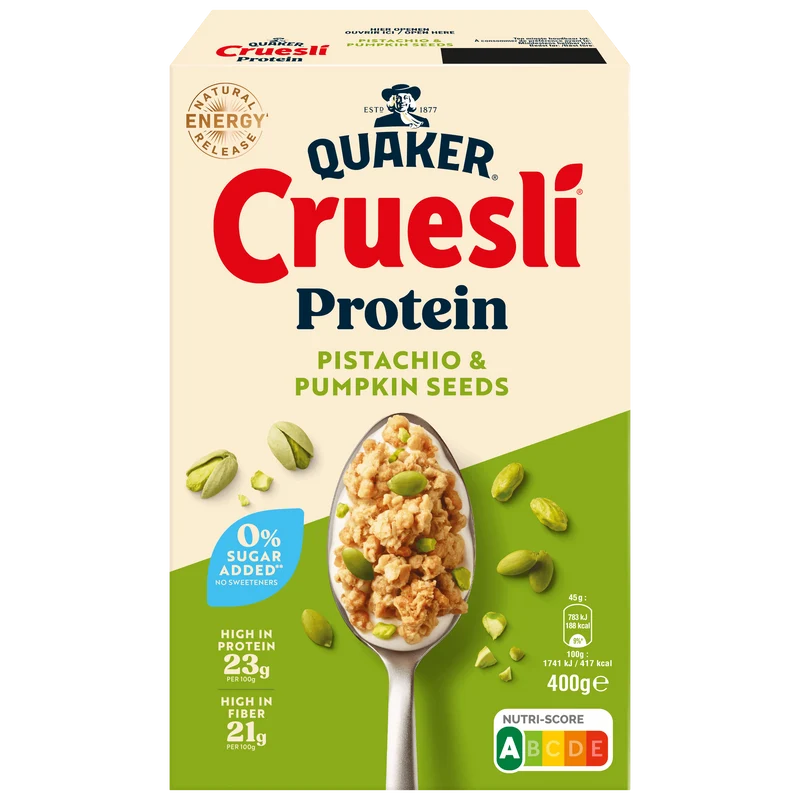 Quaker Cruesli proteine ZSA pistache