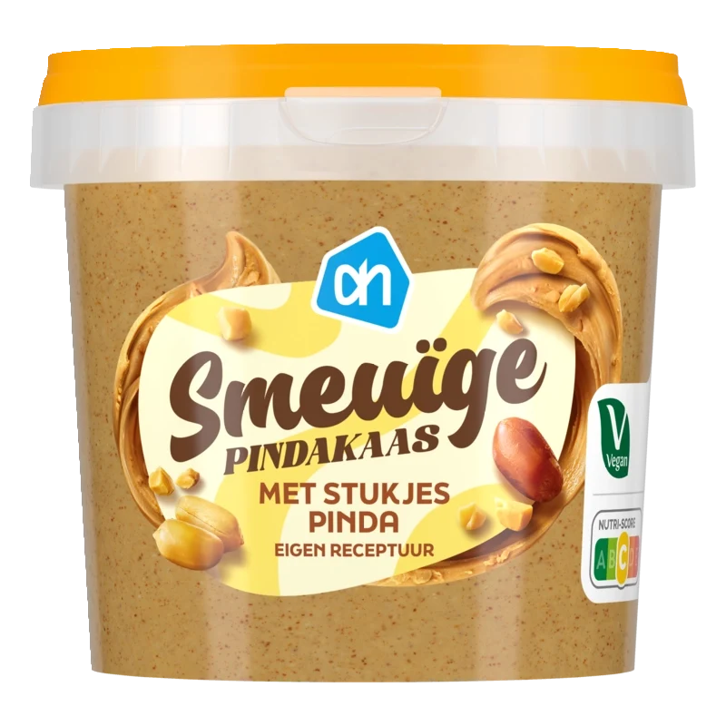 Smeuïge pindakaas met stukjes pinda