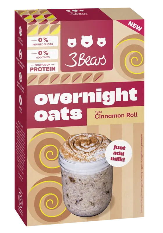 3Bears Overnight oats cinnamon roll
