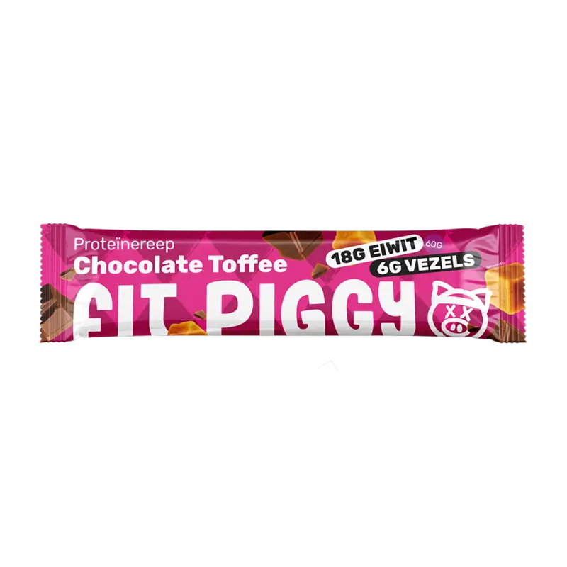 Fit Piggy Proteïne reep smaak toffee chocolade