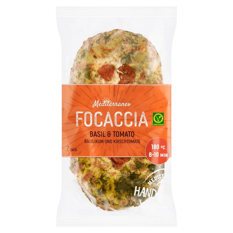 Mediterraneo Focaccia basilicum, kaas & tomaat