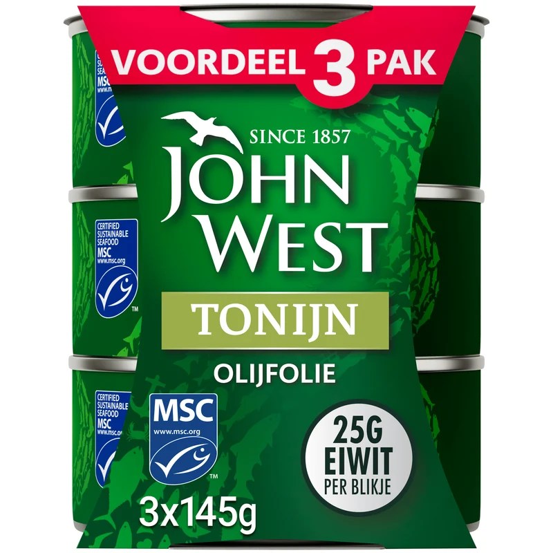 John West Tonijnstukken in olijfolie MSC 3pack