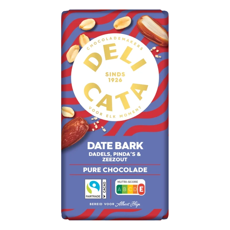 Delicata Reep date bark pure chocolade