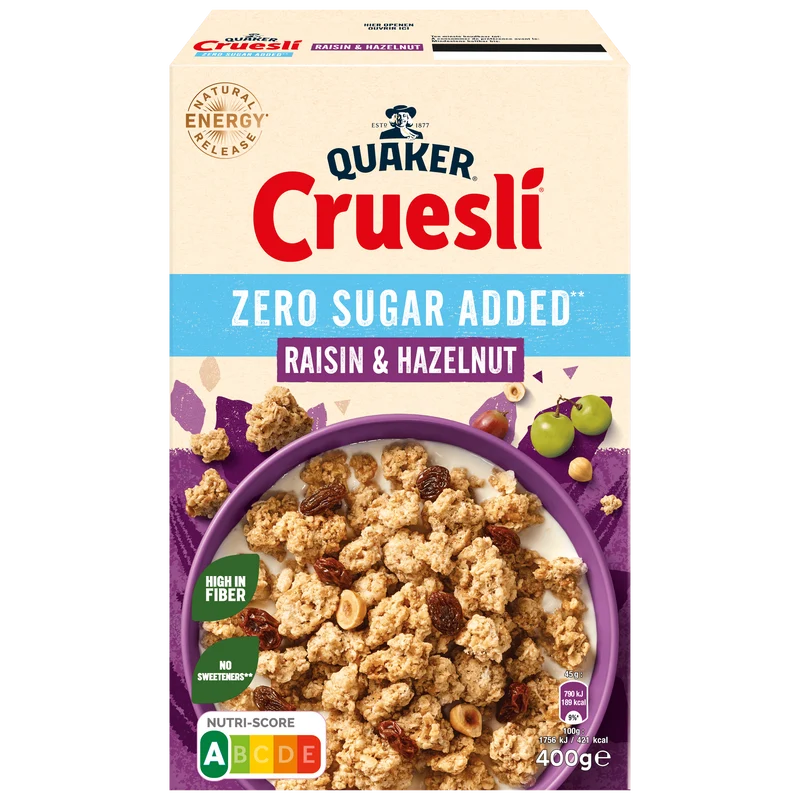 Quaker Cruesli Zero Sugar Raisin&Haze