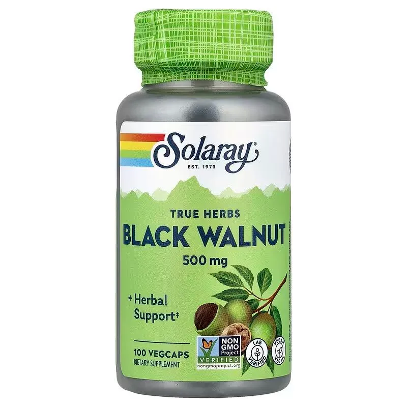Solaray Zwarte Walnootdoppen 100 vcaps