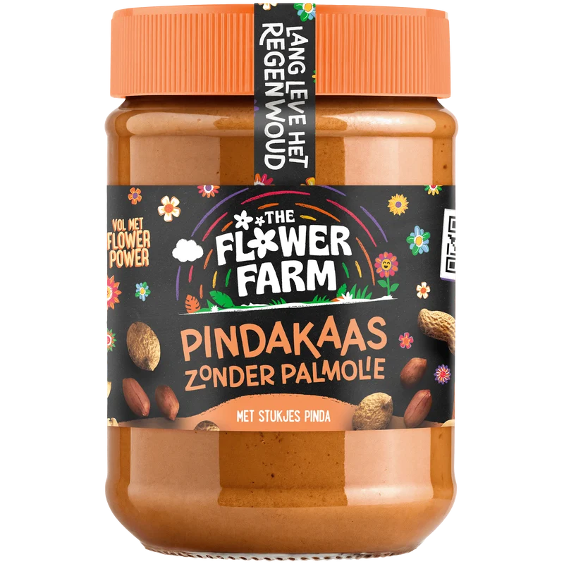 The Flower Farm Pindakaas met stukjes zonder palmolie