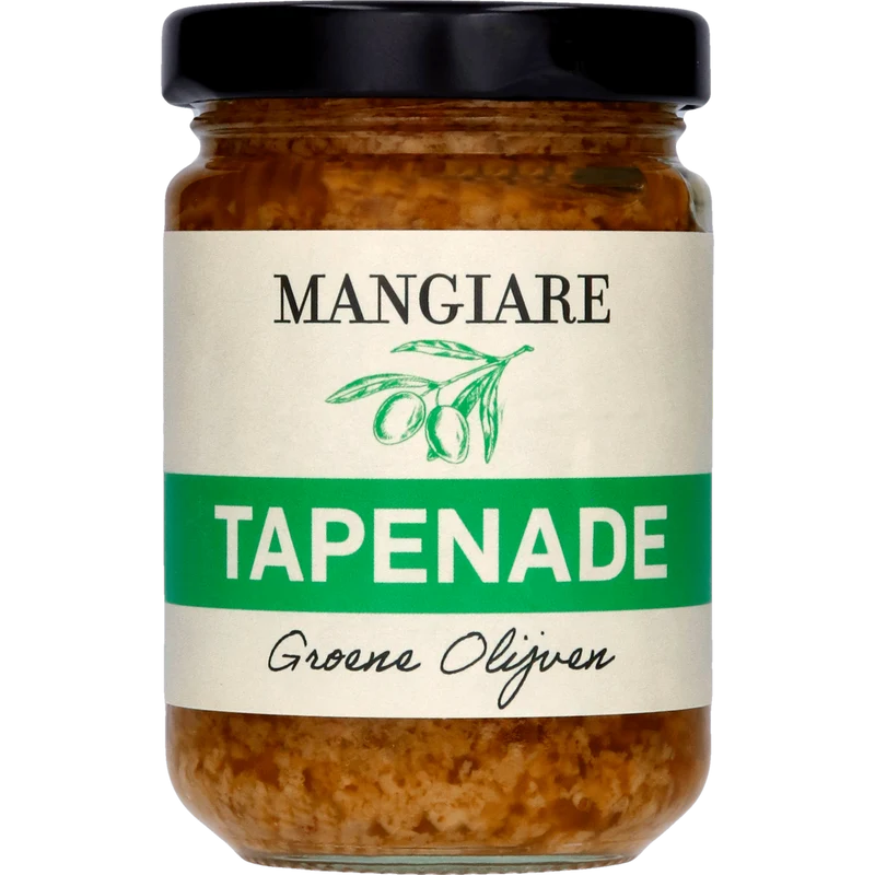 Mangiare groene olijven tapenade