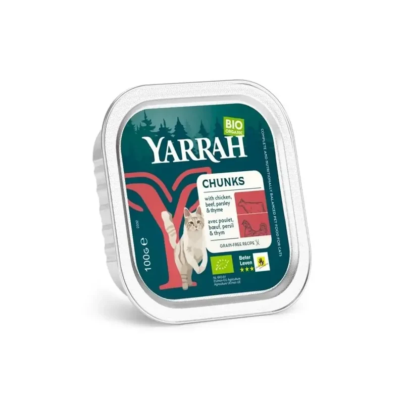 Yarrah Kattenvoer chunks met kip en rund biologisch