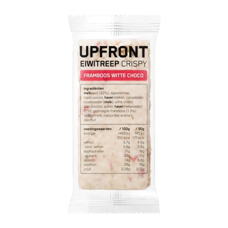 Upfront Eiwit crisp witte chocolade framboos