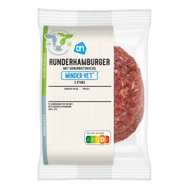 Runderhamburger minder vet 2 stuks