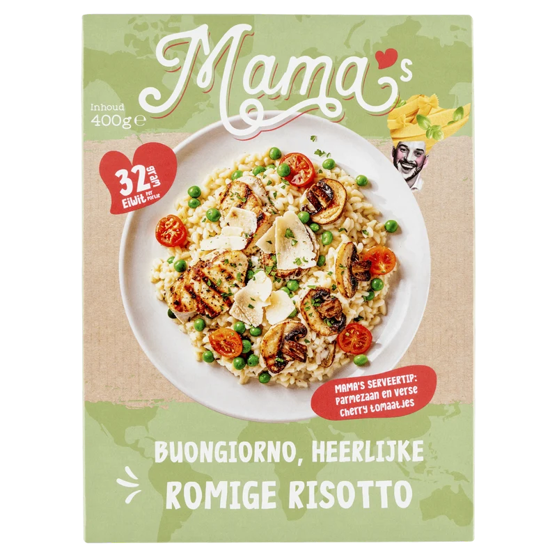 Mama's Maaltijden Risotto bospadestoel, doperwt kipfilet