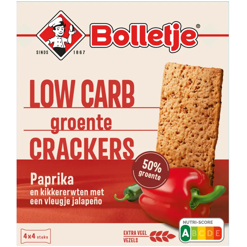 Bolletje Low carb groentecrackers paprika