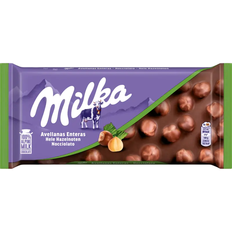 Milka Chocoladereep hele hazelnoot