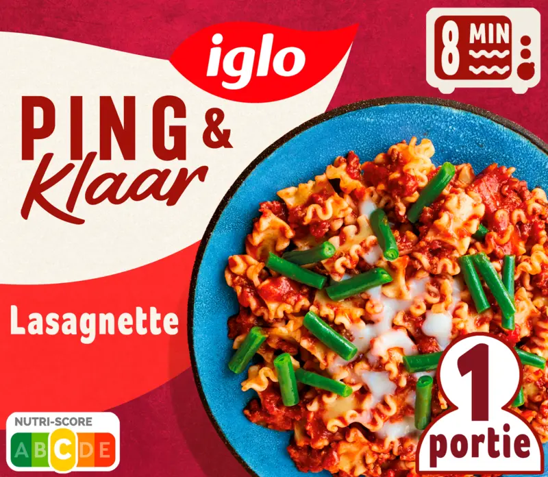 Iglo Ping & klaar lasagnette met sperziebonen