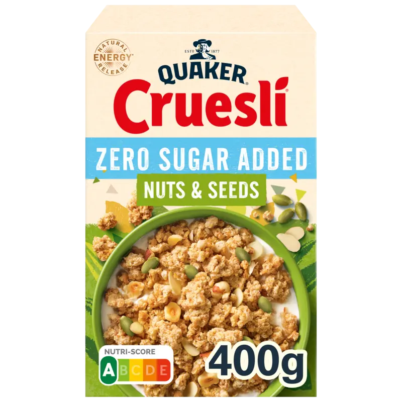 Quaker Cruesli zero sugar added nuts & seeds