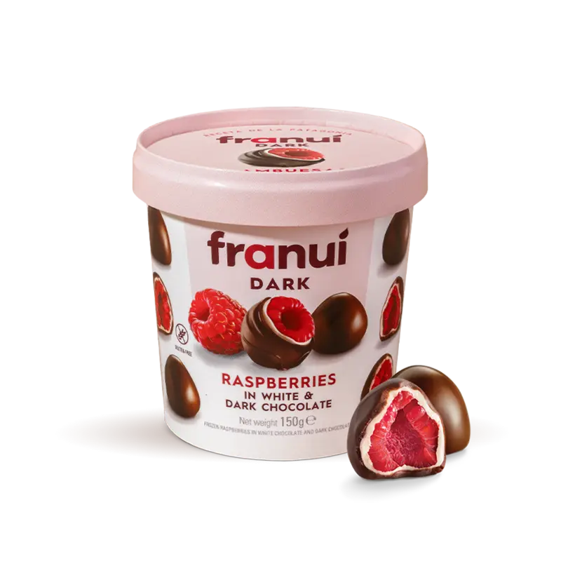 Franui Raspberries in white & dark chocolate