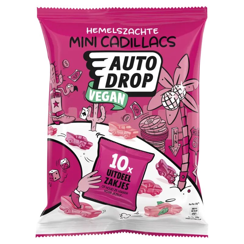 Autodrop Mini cadillacs vegan uitdeelzakjes