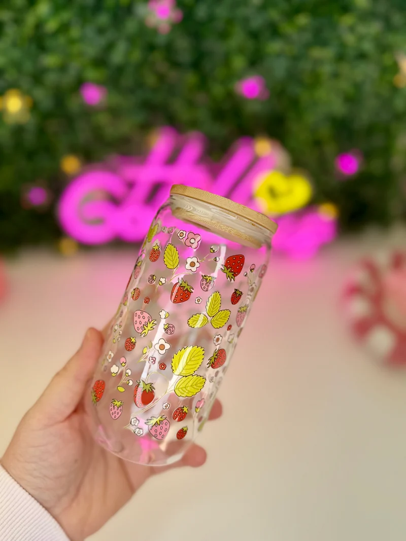 Drinkglas met rietje | Sweet strawberry