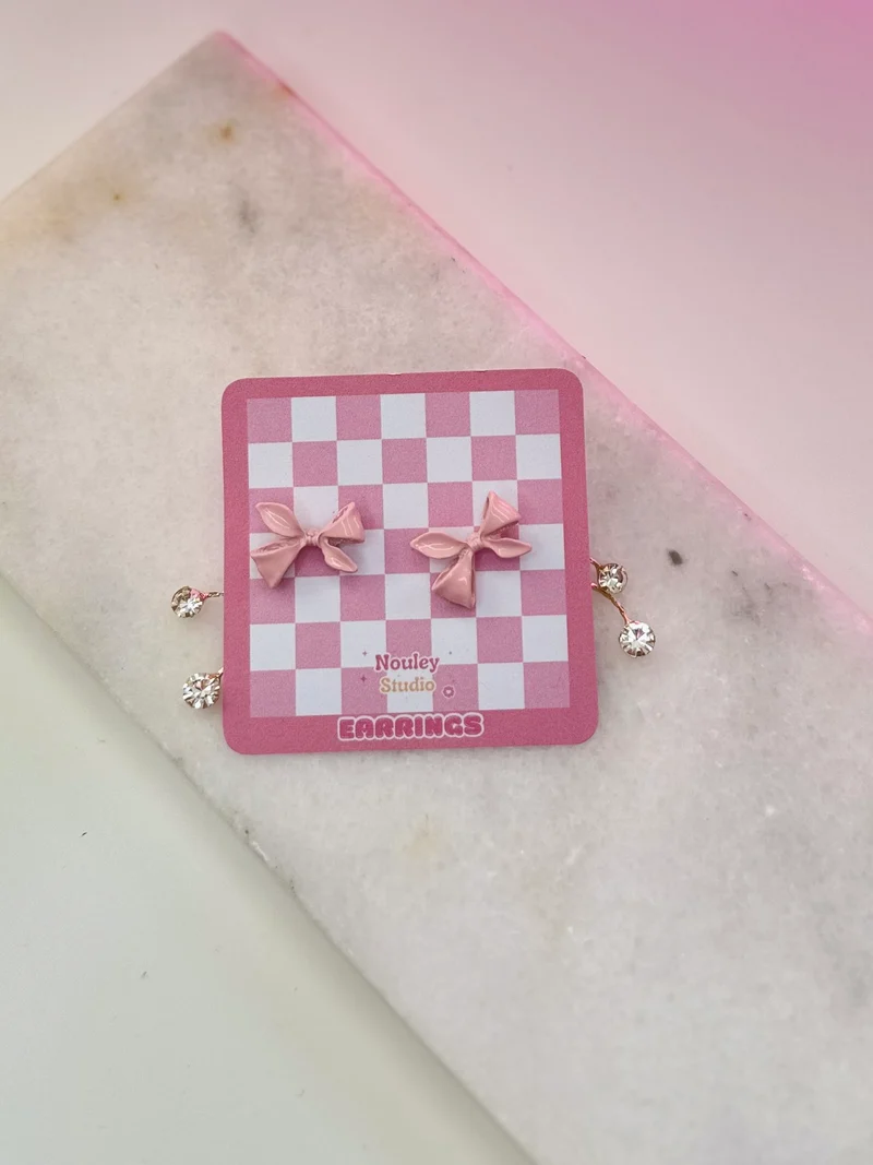 Pink Bow Earring