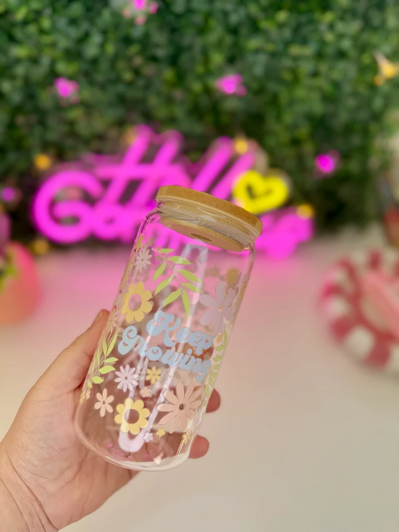 Drinkglas met rietje | Keep growing