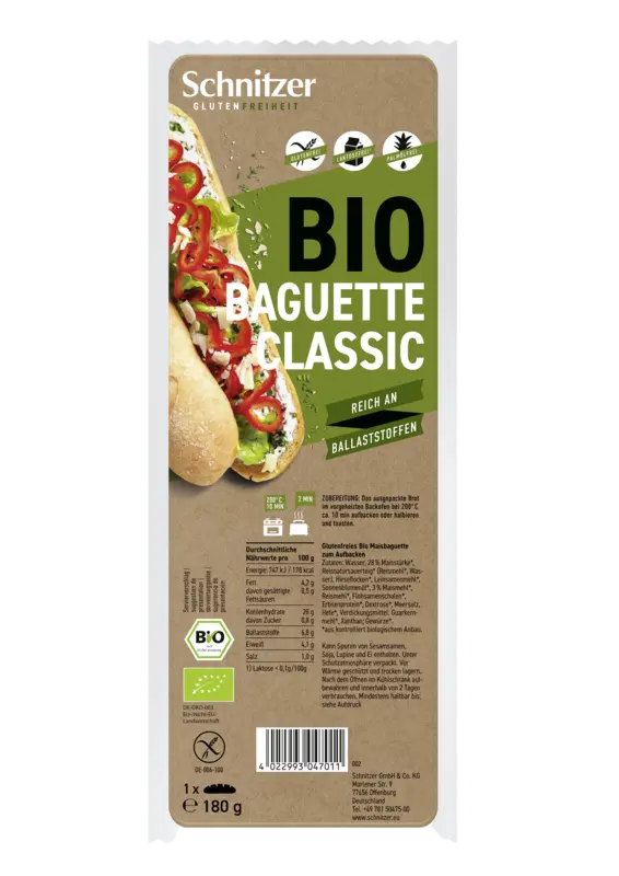 Schnitzer Bio baguette classic glutenvrij