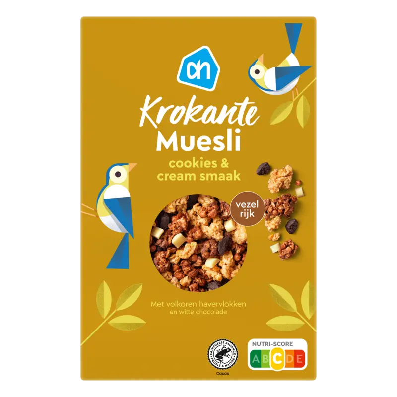 Krokante muesli cookies & cream smaak