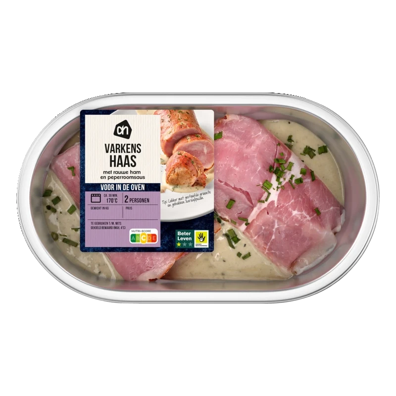 Oven varkenshaas rauwe ham pepersaus