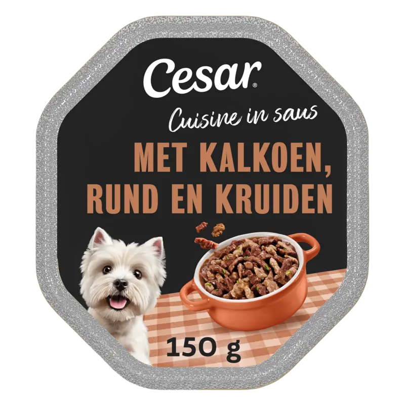 Cesar Cuisine met kalkoen & rund in saus