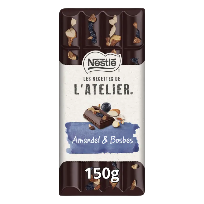 L'Atelier Pure chocoladereep amandel & bosbes