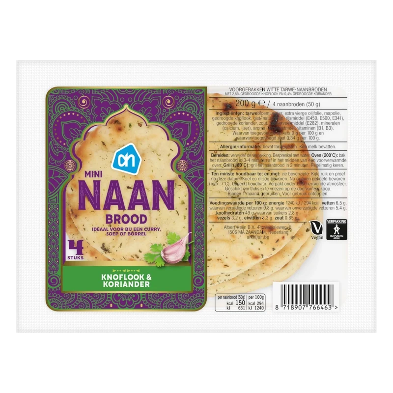 Mini naanbrood knoflook koriander